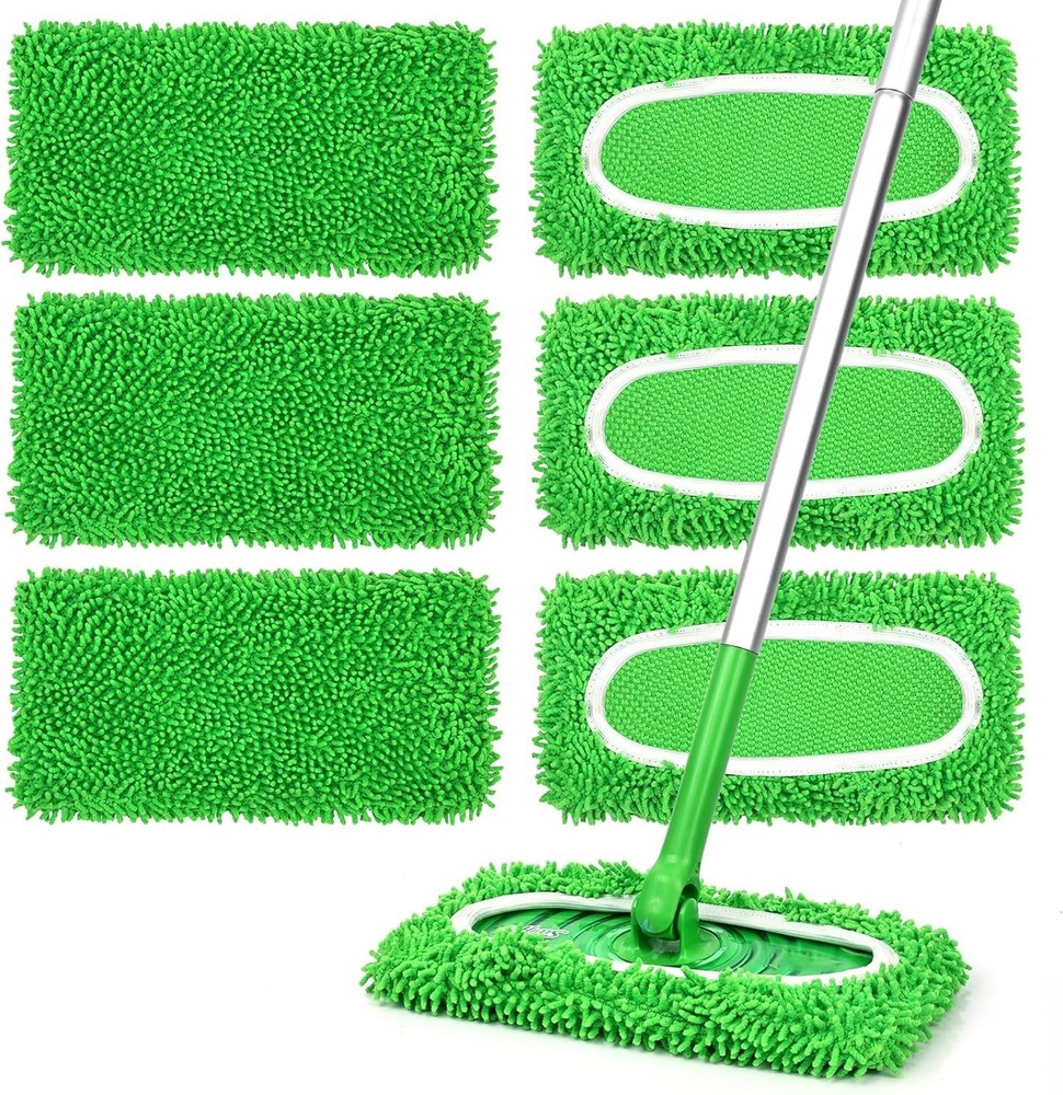 High Absorbency 6 Pack Mop Pads for Sweeper Mops - Washable & Durable