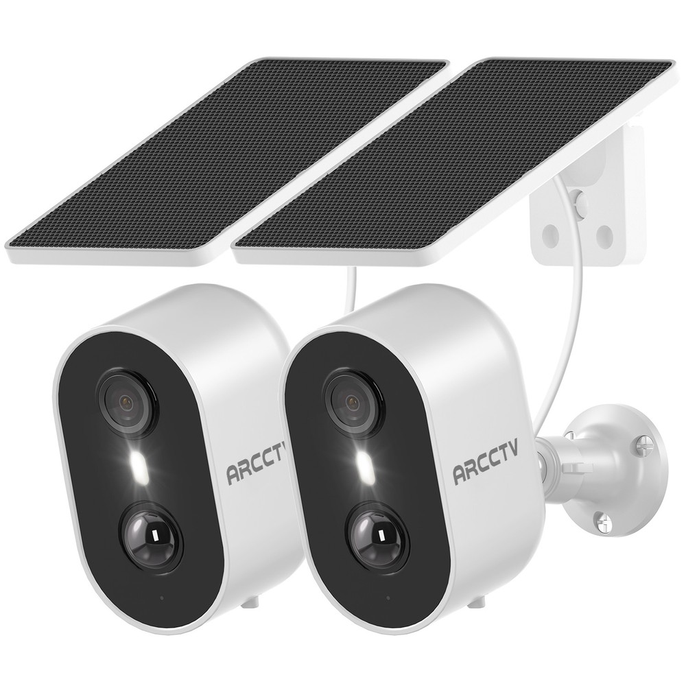 ARCCTV 2Pack 4MP WiFi6 Wireless Outdoor Security Camera Color Night +Solar Panel
