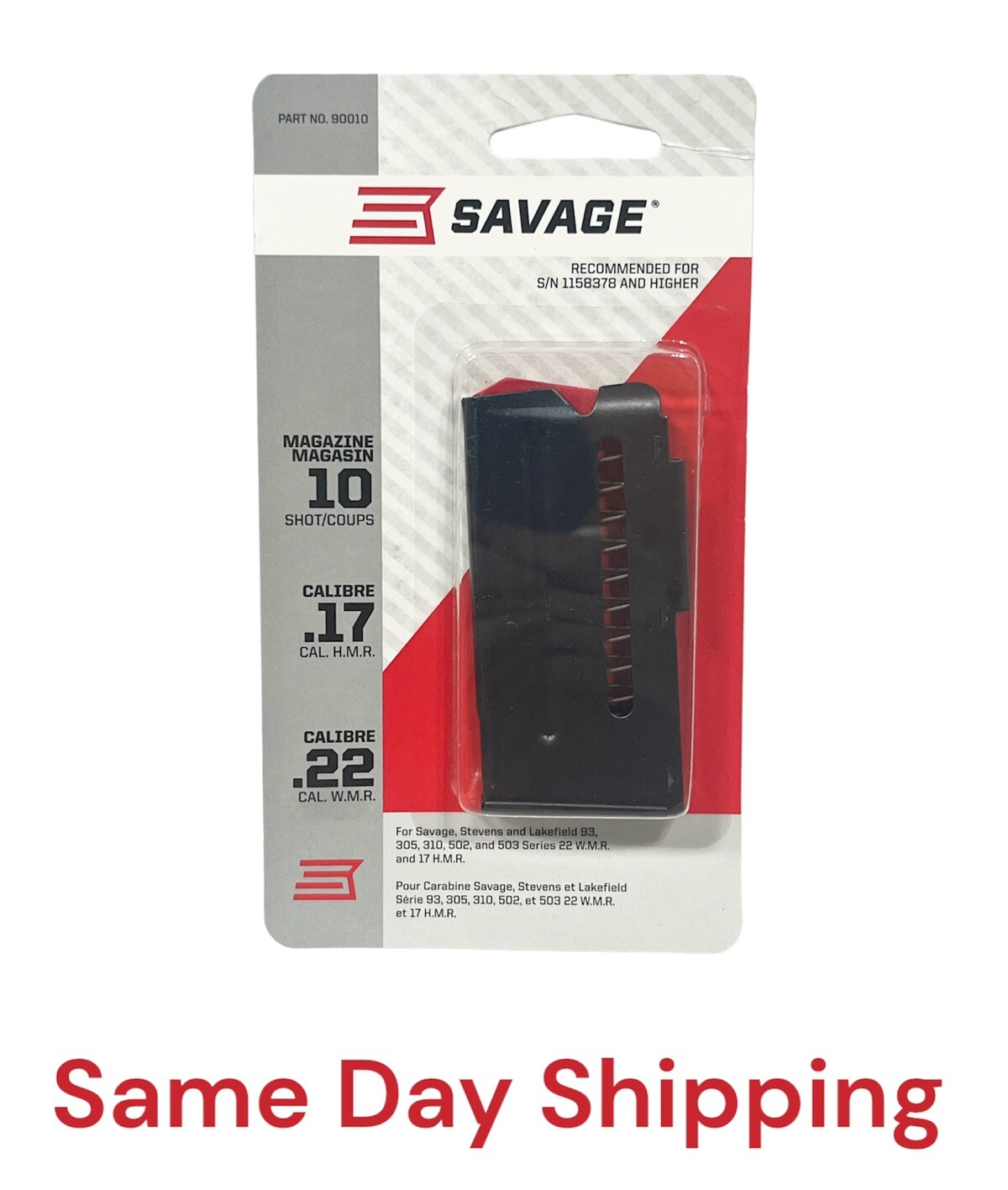 Savage Arms 93 Series Blued Stainless Magazine 10 Round 17 HMR / 22 WMR - 90010