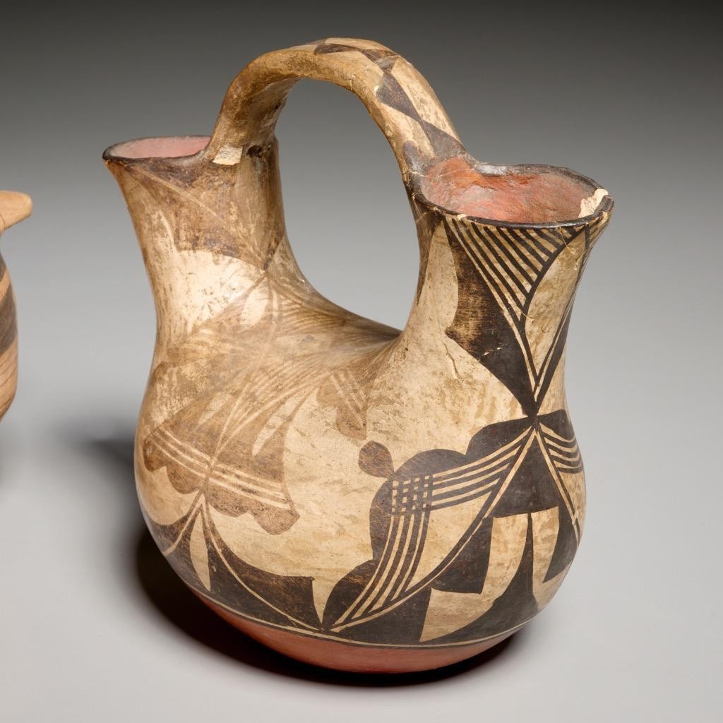 Native American & Mexican Pottery Vessels 19th/20th C Wedding Vase Jar (3pc)