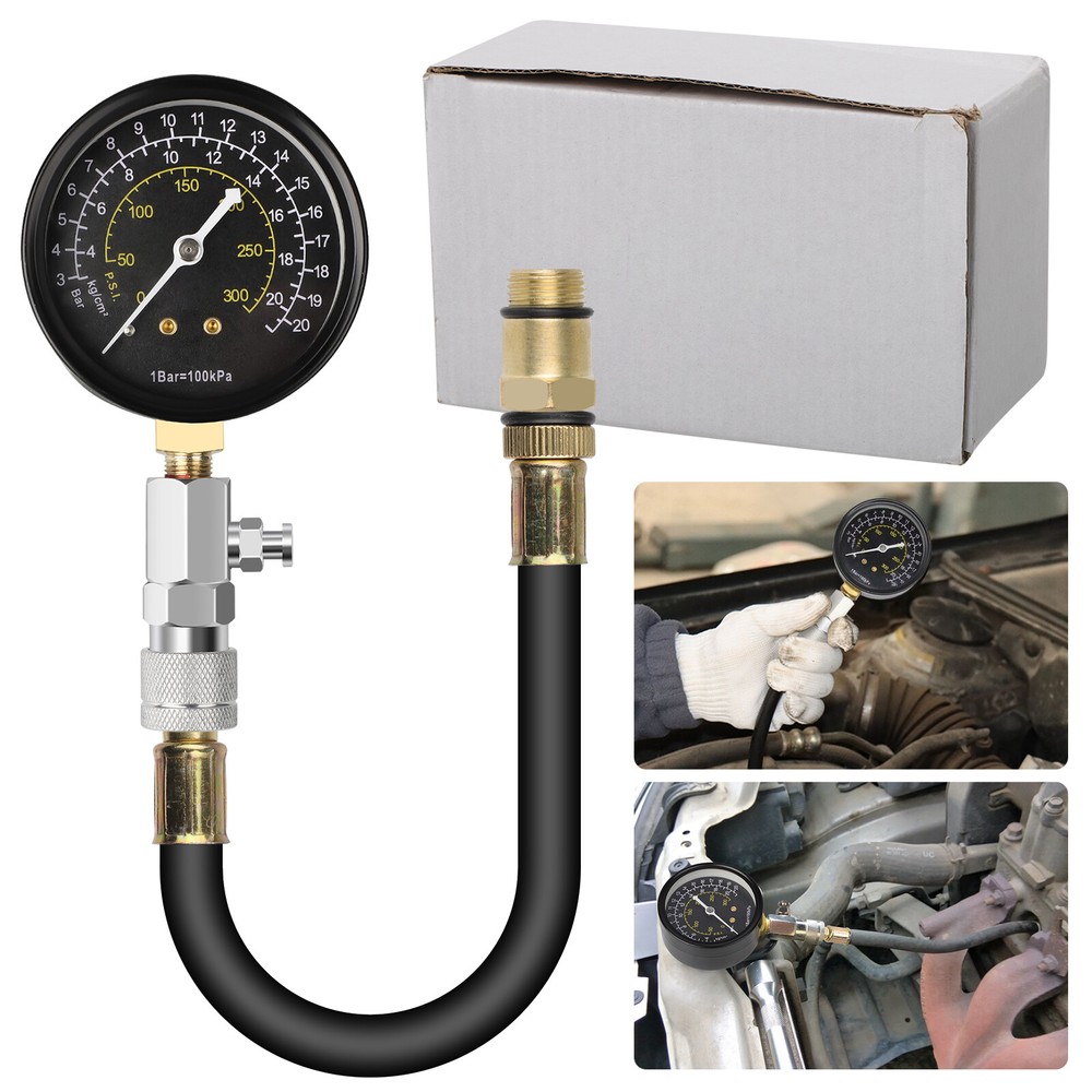 Engine Compression Tester Testing Gauge Gage Check Test Tool Kit with Hose 20bar