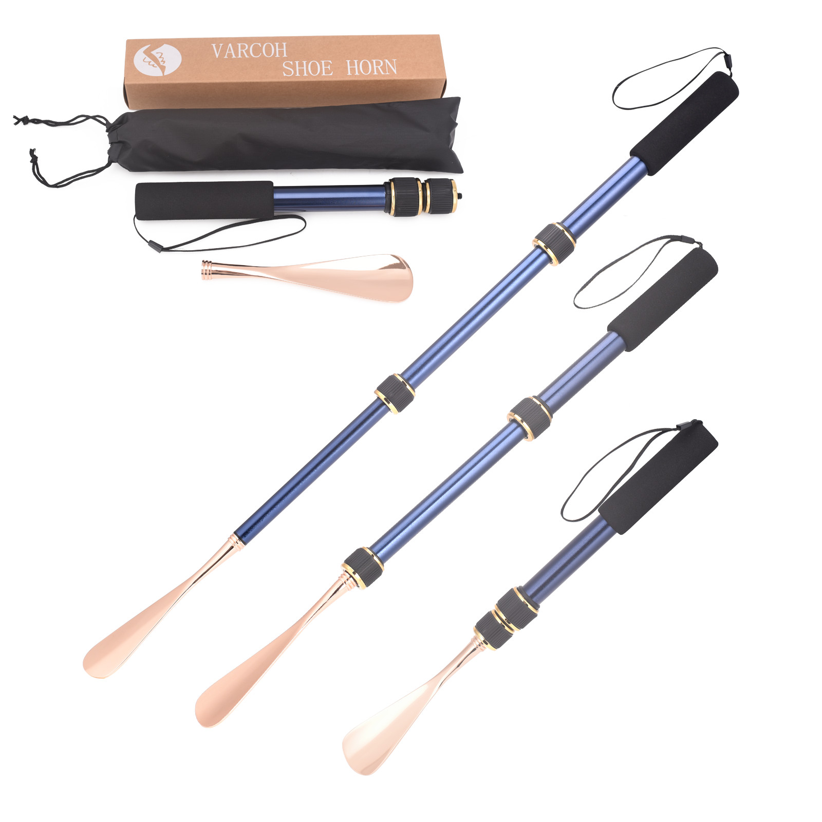 No Bend Long Handle Shoe Horn Extendable Aluminium Shoehorn Seniors Boots Aid