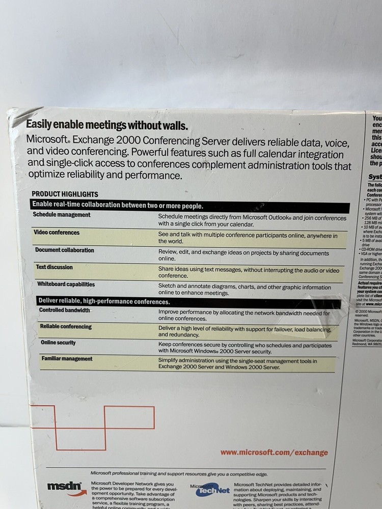 Microsoft Exchange 2000 Conferencing Server NEW SEALED - READ DESCRIPTION!