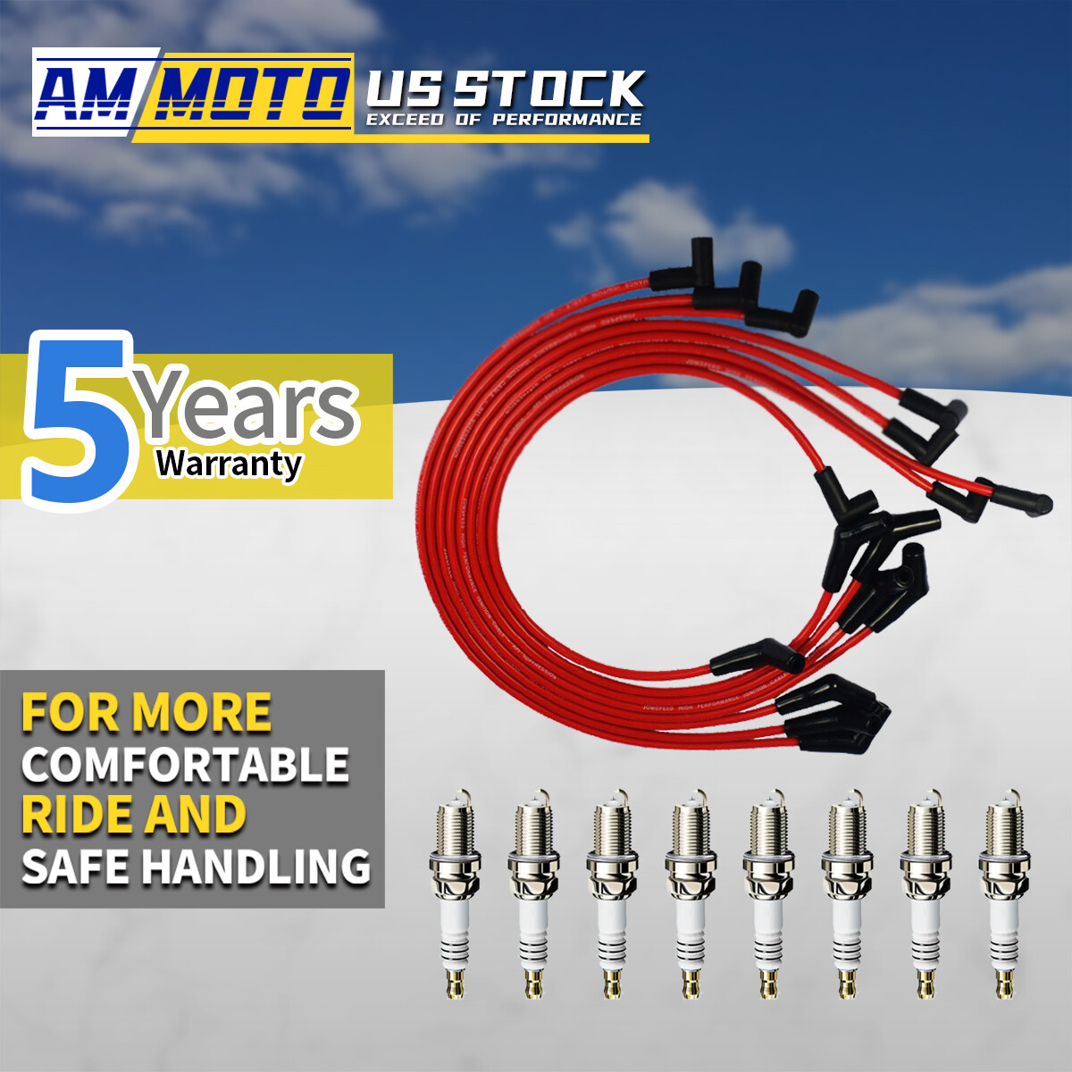 SPIRAL CORE SPARK PLUG WIRES 45 DEGREE END + PLUG For BBC CHEVY 396-427-454-502