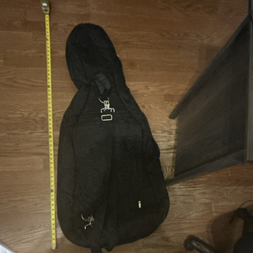 TKL BlackDoubleBassCase String Instrument BagZipperCarry Strap, 4 ft