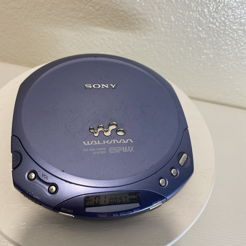 Sony Walkman Portable CD Player D-E220 ESP MAX Blue Pearl Discman TESTED
