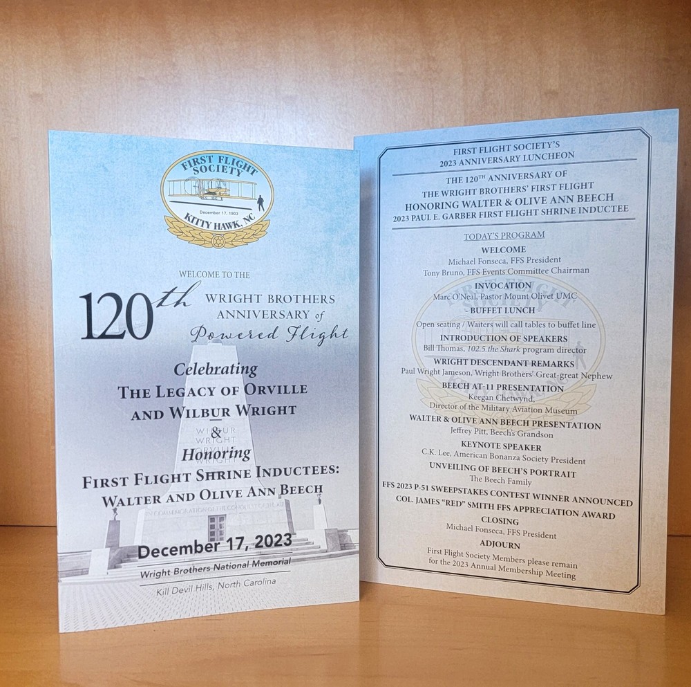 First Flight 120th Anniversary Official Program-December 17 2023 Wright Brothers