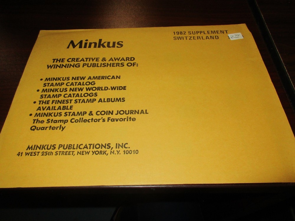 "MINKUS" 1982  SUPPLEMENT SWITZERLAND     W/FREE SHP.