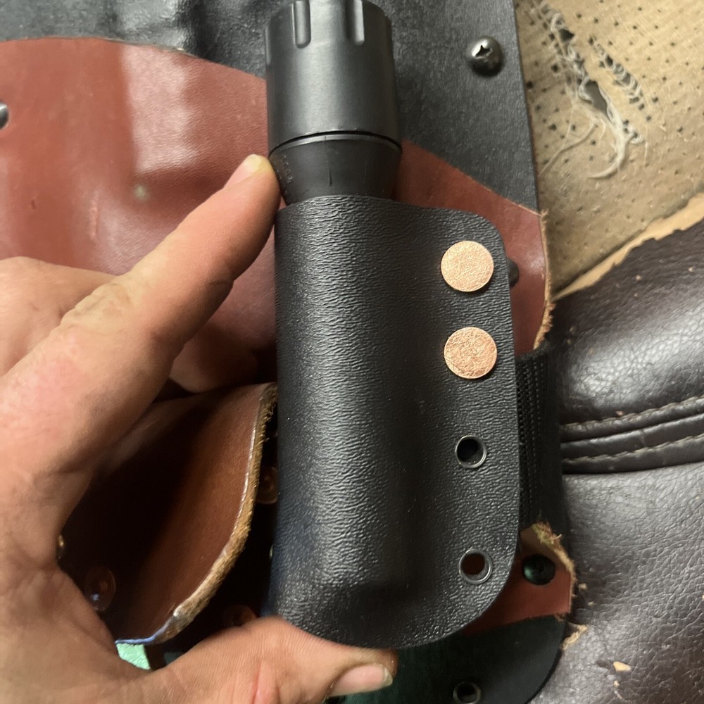 1” flashlight Carrier Only Slim Low Profile Version Kydex & Copper