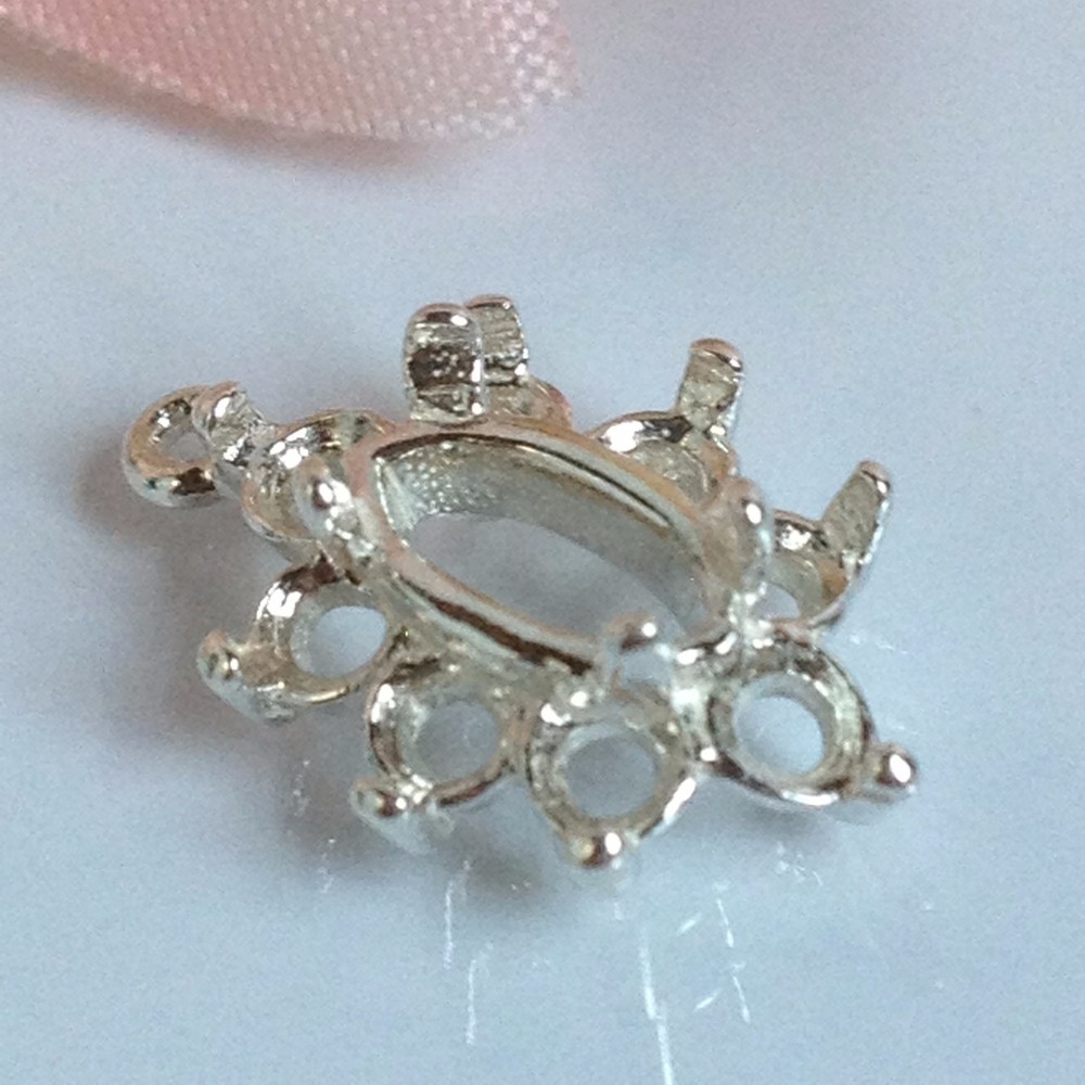 Solid Sterling Silver 8x4mm Marquise Cluster Pre-Notched Dangle Pendant