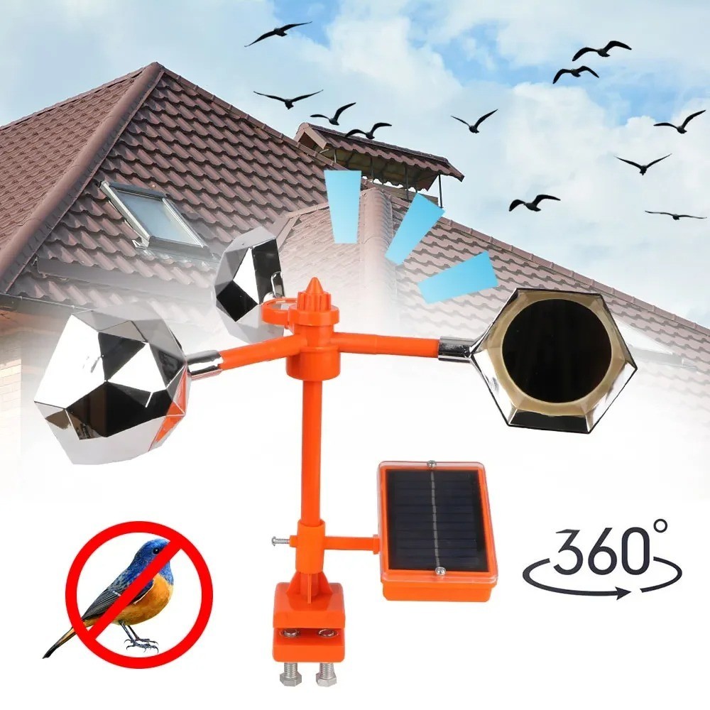 360° Solar Bird Repeller Wind Spinner Flash Alarm Pest Control Yard