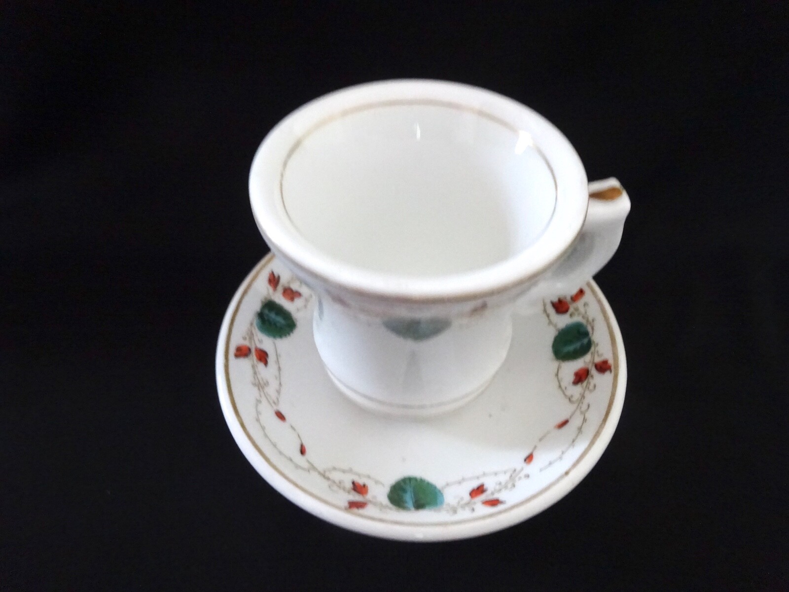 Vintage Espresso Cups Brulots French Bistro 5 Coffee Antique White Green Mug...