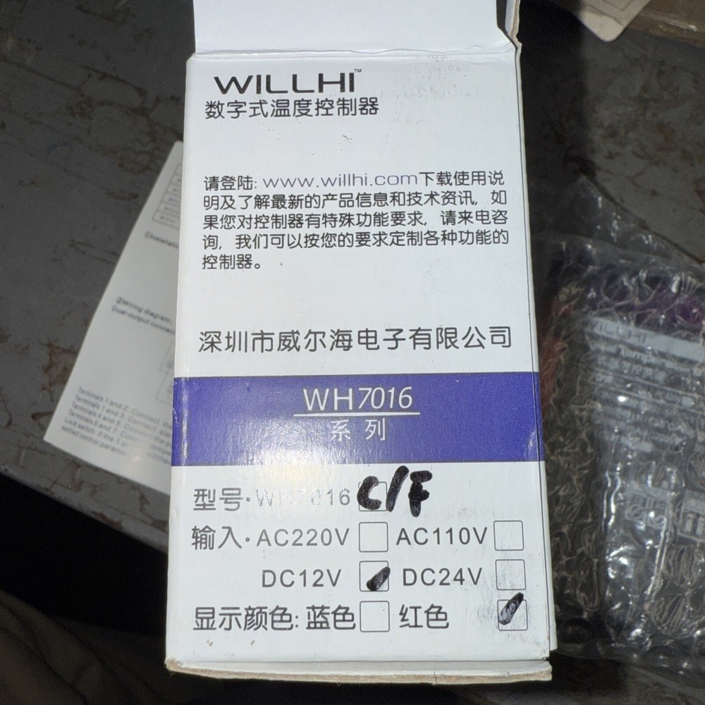 WILLHI WH7016 Temperature Controller DC 12V Digital Thermostat Switch NOS