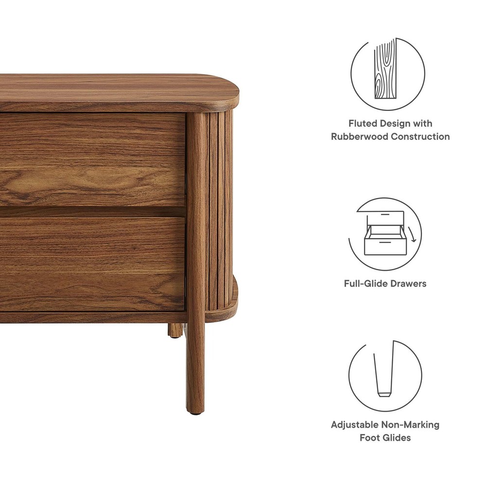 Modway Cadence 2-Drawer Nightstand in Walnut
