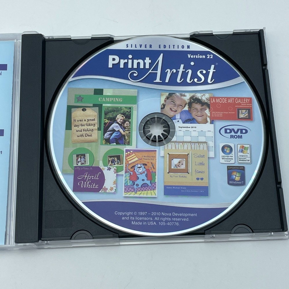 PRINT ARTIST Silver Edition Version 22 CD-ROM Nova Development Windows XP Vista