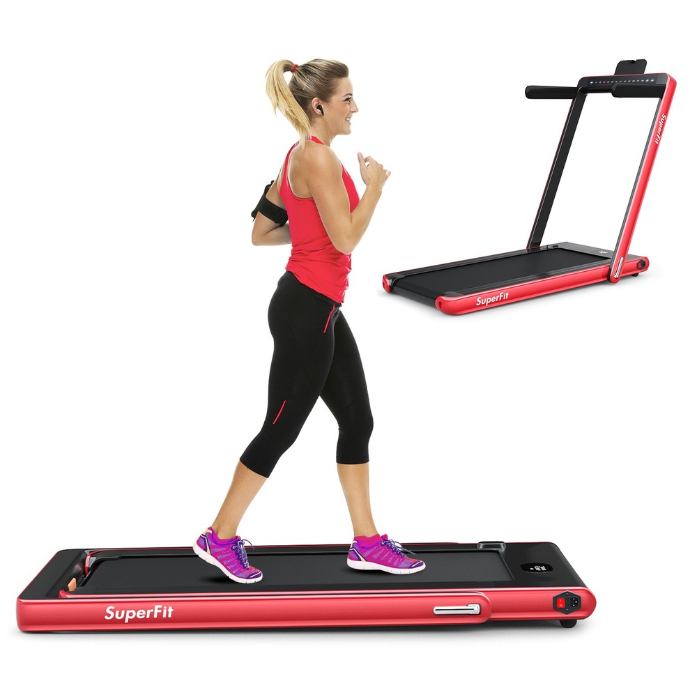 2.25HP Speed Adjustable Folding Treadmill W/Bluetooth Speaker Remote Control LED