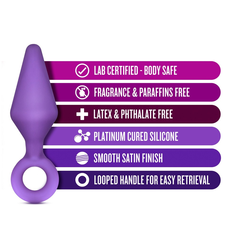 Blush Luxe 3 Inch Small Smooth Platinum Silicone Anal Butt Plug Pull Ring