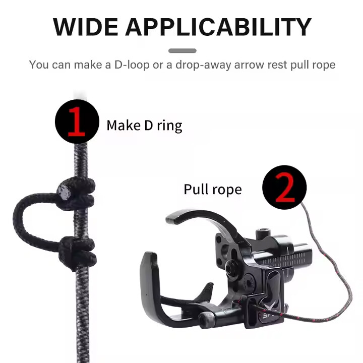 Archery Release Aid Handle Thumb Caliper + 3m D Loop String + 4pcs Copper Buckle