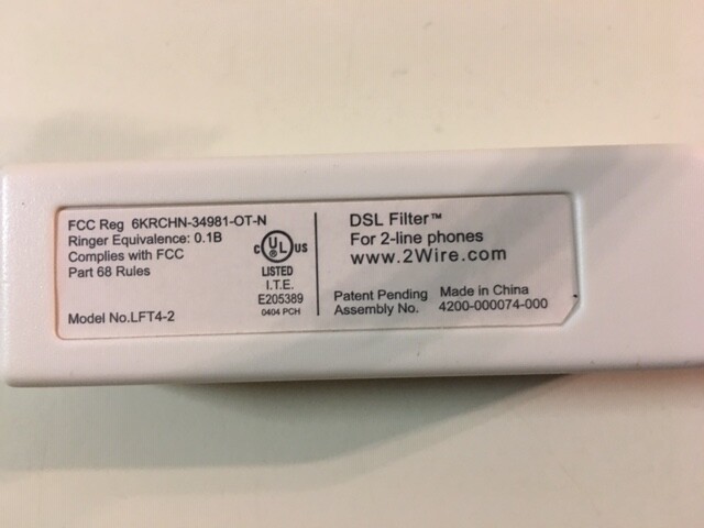 2wire DSL Filter for 2 Line Phone