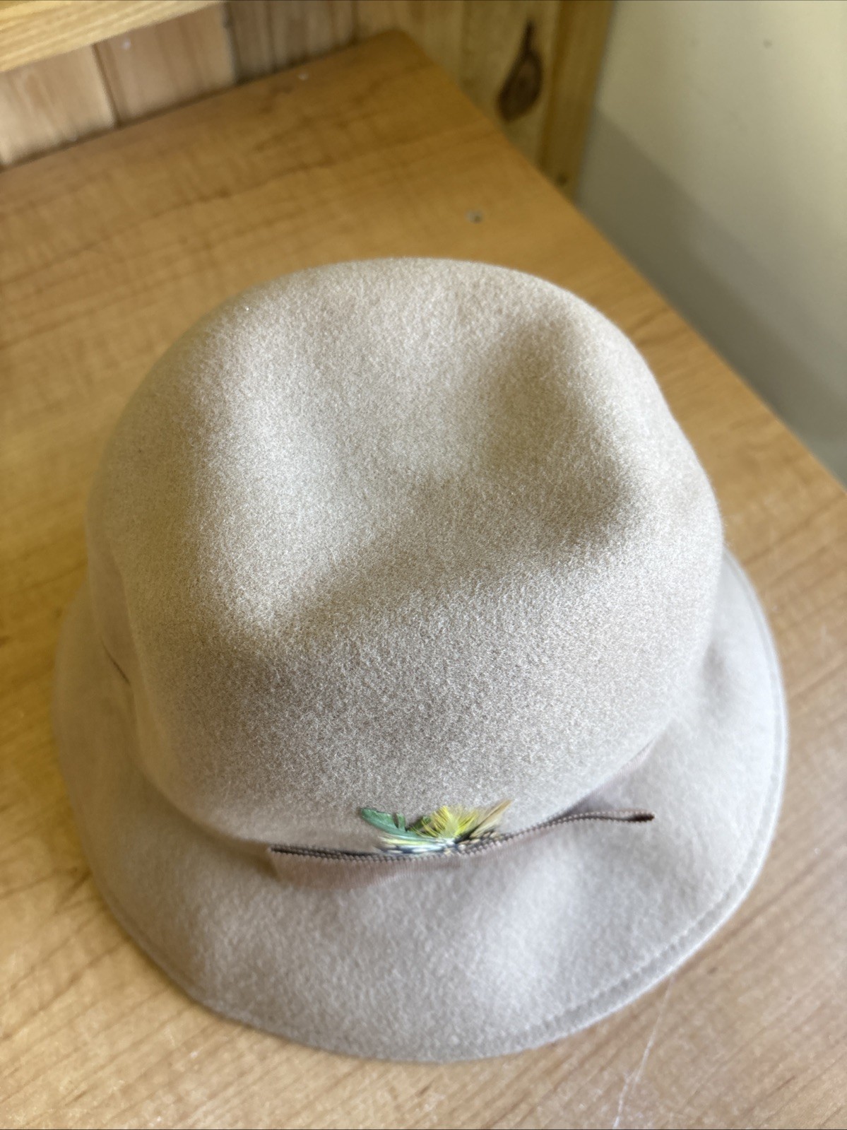 Vintage Women's Doeskin Felt Hat 100% Wool Geo. W. Bollman Feathers 🔥🔥🔥