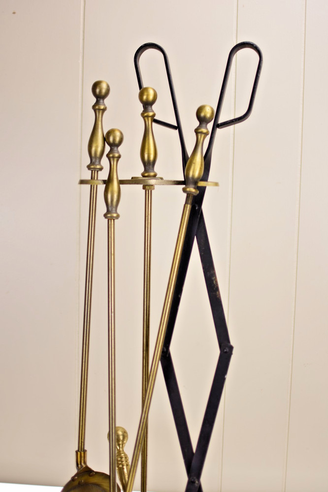 Complete Vintage Brass Fireplace set