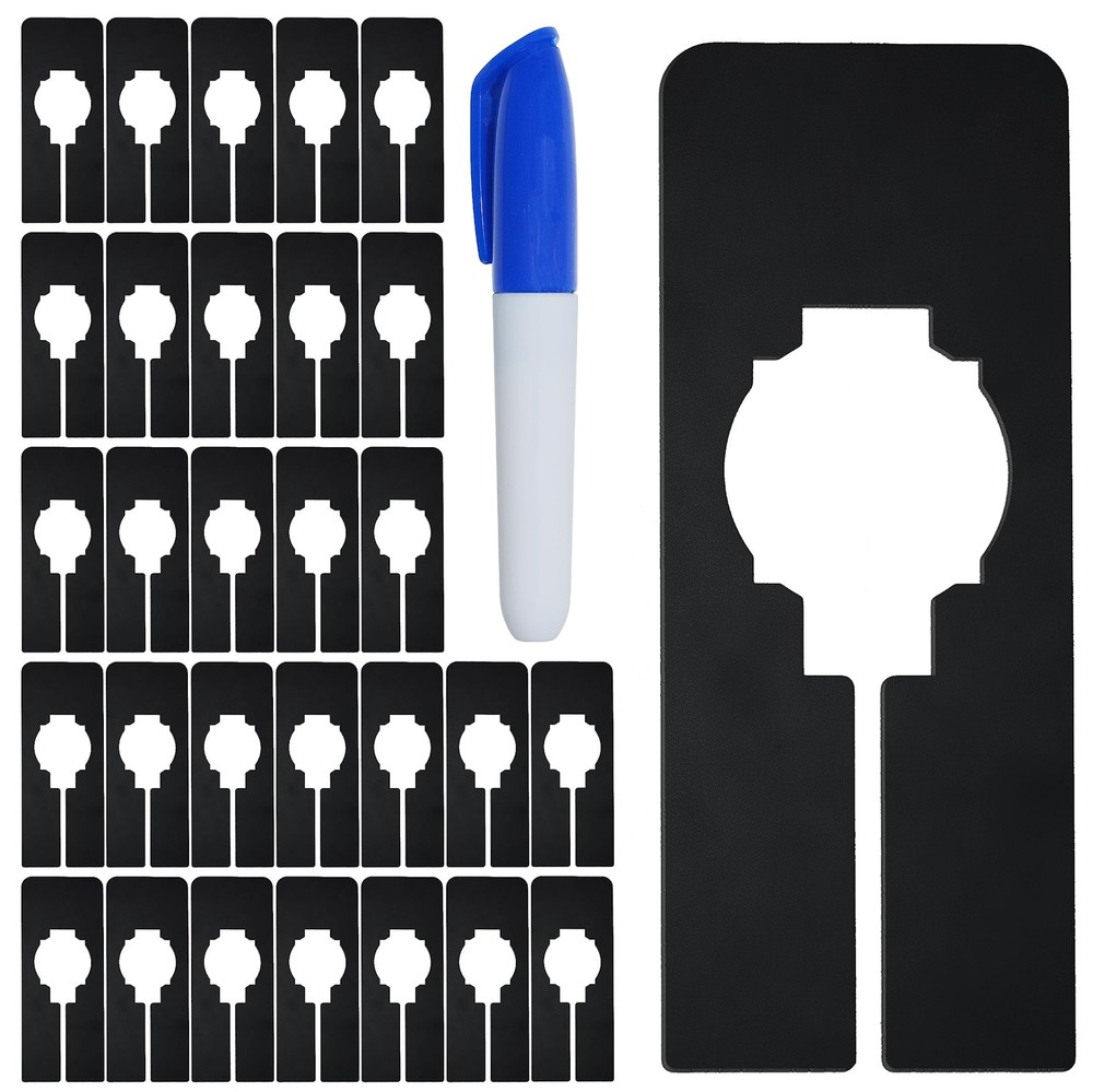 30 PCS Rectangular Closet Dividers with a Bonus Marker, Black Plastic Rectang...