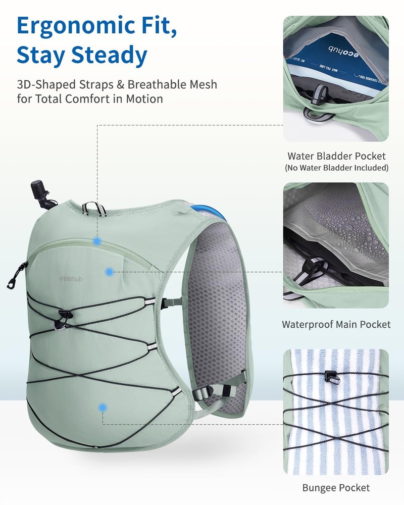 Running Hydration Vest Backpack, Lightweight Hydration Pack Bag Daypack for H...