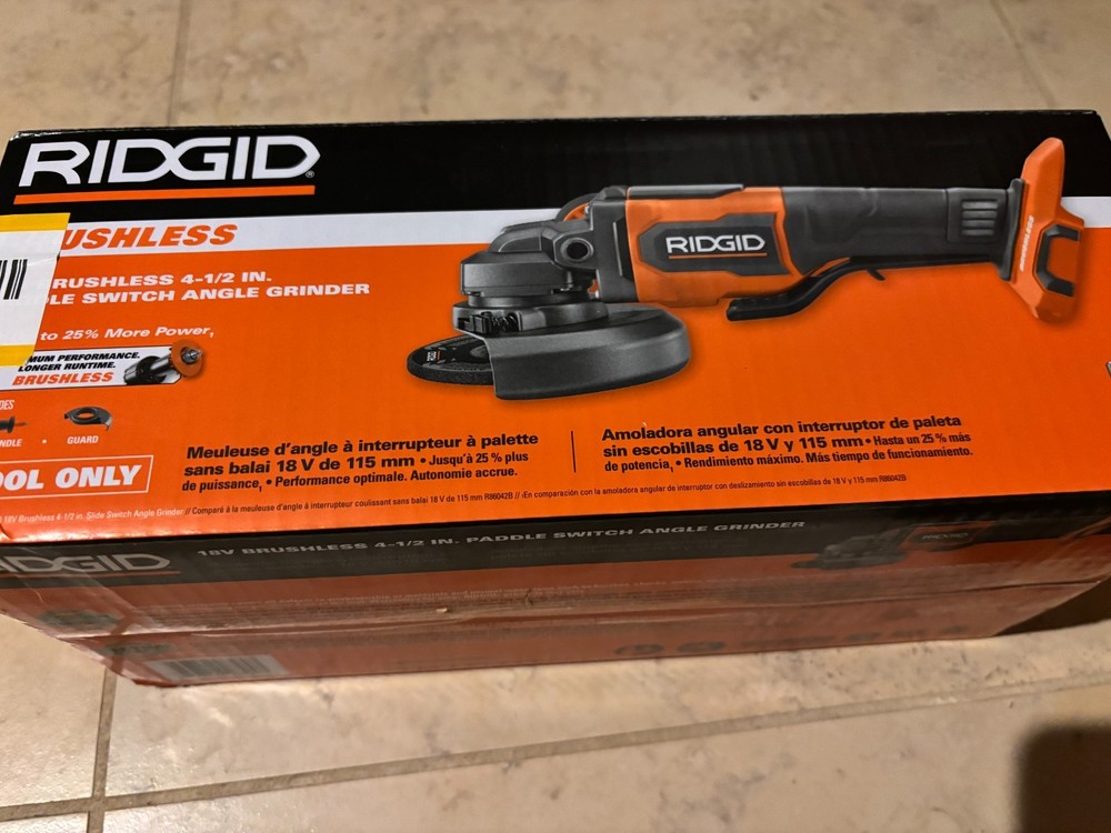 New in Box Ridgid 18V Brushless 4.5 in. Paddle Switch Angle Grinder (Tool Only)