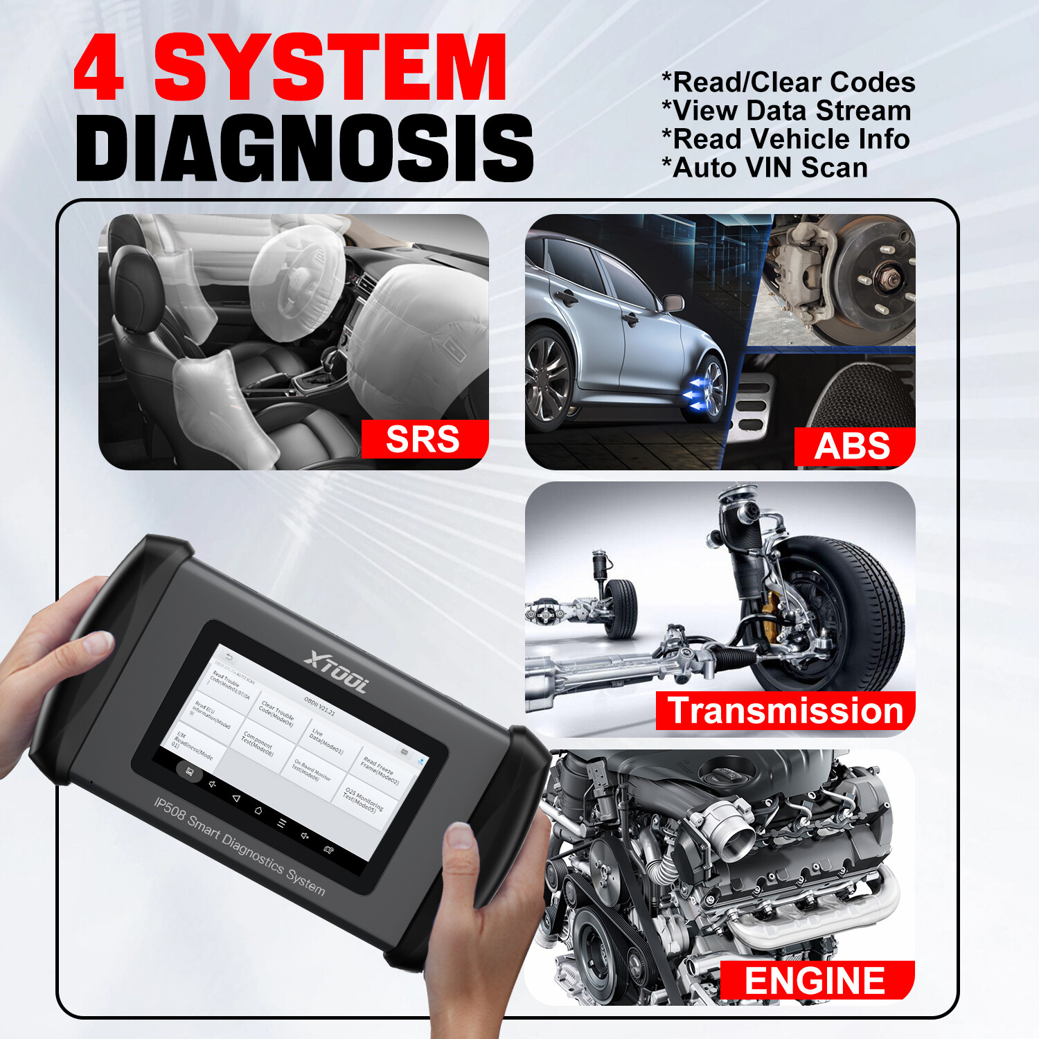 USED XTOOL IP508 Full OBD2 Diagnostic Scanner Auto VIN ABS BMS Oil Code Reader