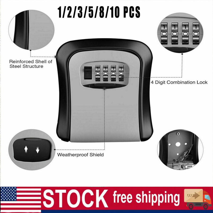 2 Pack 4-Digit Combination Lock Key Box Safe Storage Box Padlock Security New