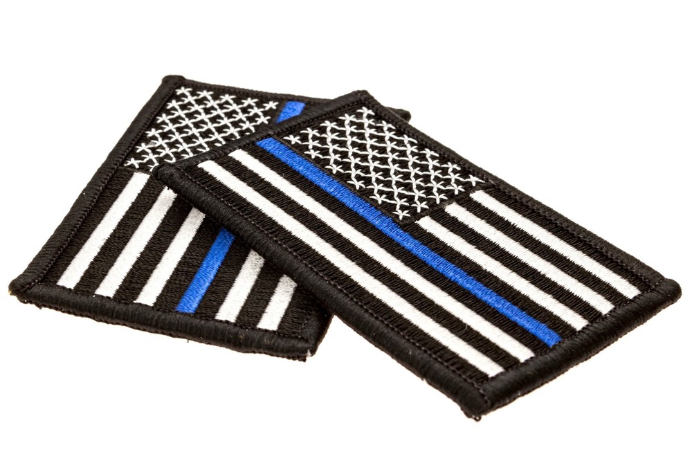 2 Pack Tactical US Flag Thin Blue Line Police Embroidered patch 2" X 3"