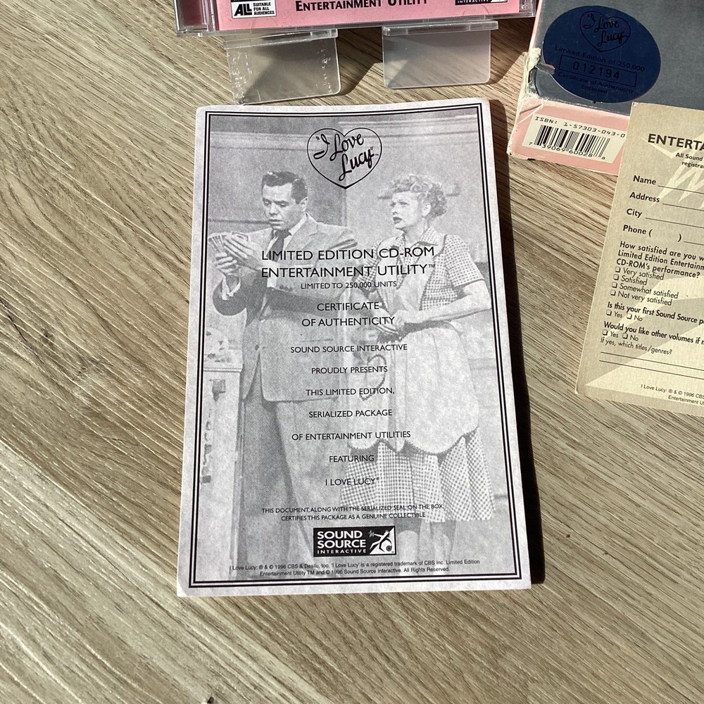I Love Lucy Limited Edition Utility CD ROM Windows Software Numbered