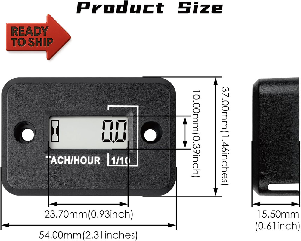 Jayron Tach Hour Meter Digital LCD Inductive Tachometer No Battery Powerful Tim