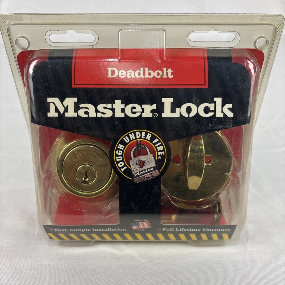 Master Lock Brass Double Cylinder Deadbolt Lock NEW! Keyed