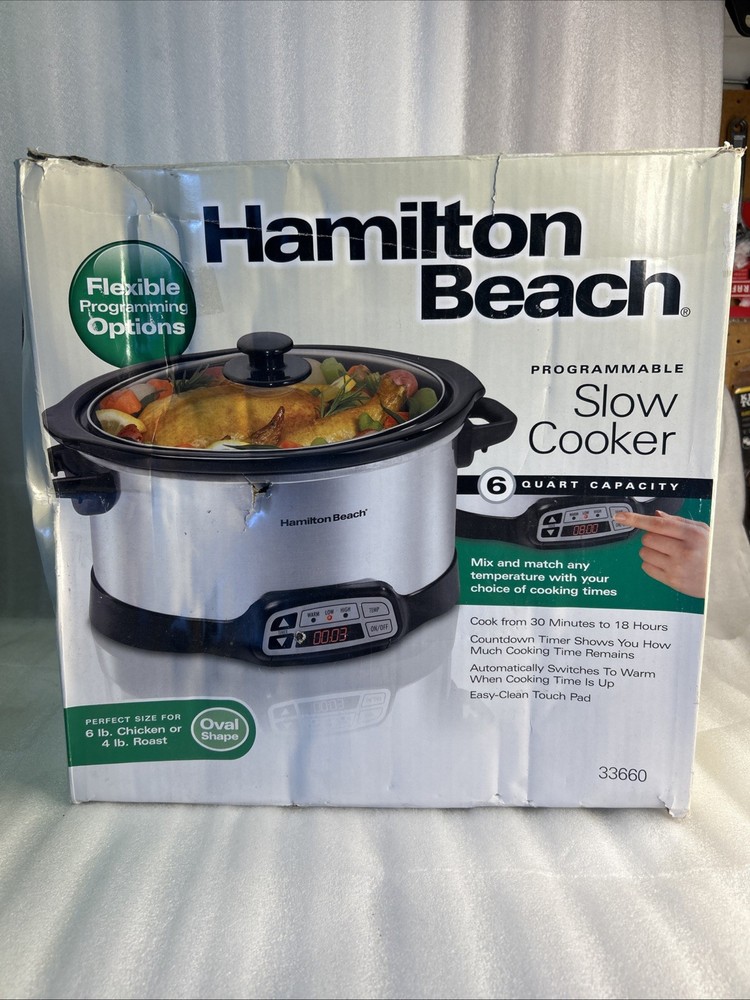 Hamilton Beach 33660, 6 Qt Capacity Programmable Slow Cooker - Silver Base Only