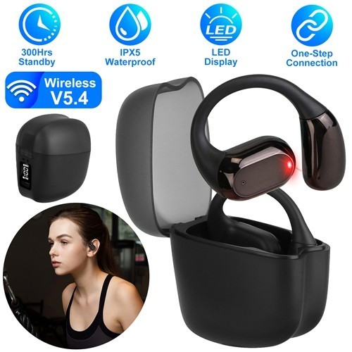 Wireless V5.4 Open Ear Earbuds with Earhook LED Display Charging Case Waterproof