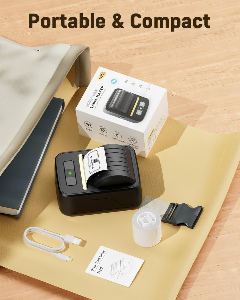 Label Maker Machine with Tape, Bluetooth Thermal Label Printer for Small Busines