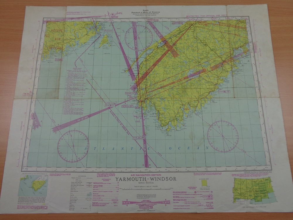 WW2 (1945) "RESTRICTED" RCAF Map "ACTIVE AIR DEFENCE ZONE - OFFICIAL USE ONLY"