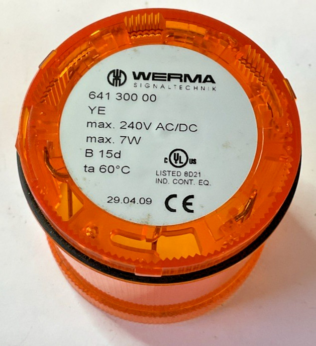 WERMA 641 300 00 STACK LIGHT ORANGE 240VAC/DC 7W
