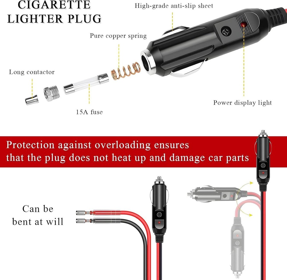 Durable 12V DC Cigarette Lighter Socket Connector with Quick Plug & Play Design