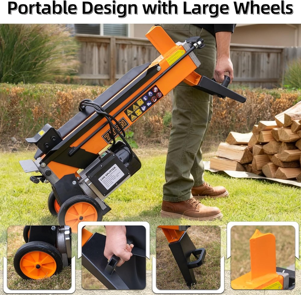 Portable Electric Log Splitter Compact Horizontal Power Wood Splitters Machine