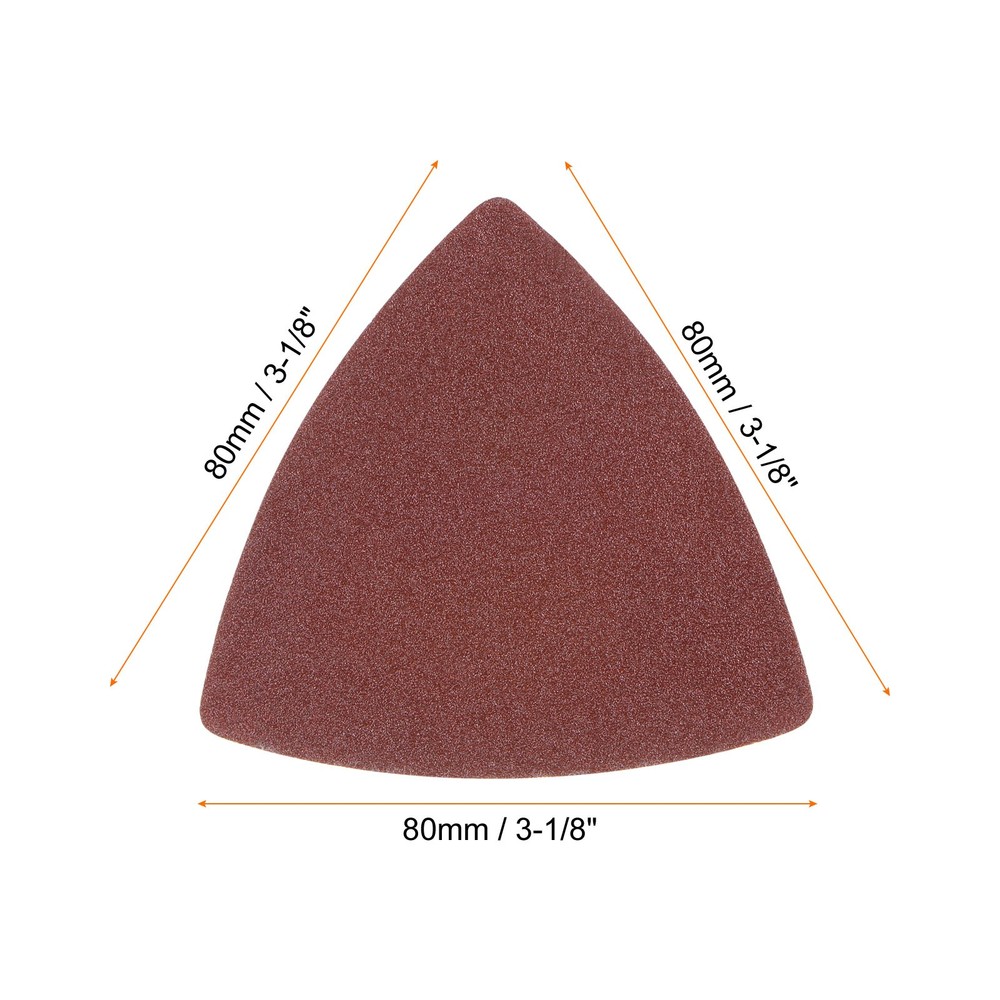 100pcs 150 Grits 80mm Aluminum Oxide Triangular Hook & Loop Sandpapers Pads