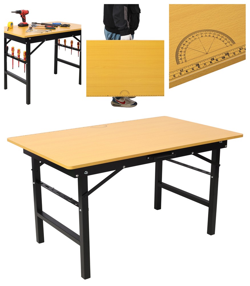 Foldable Work Table with Measuring Tape and Angle Finder Portable Tool Workbench