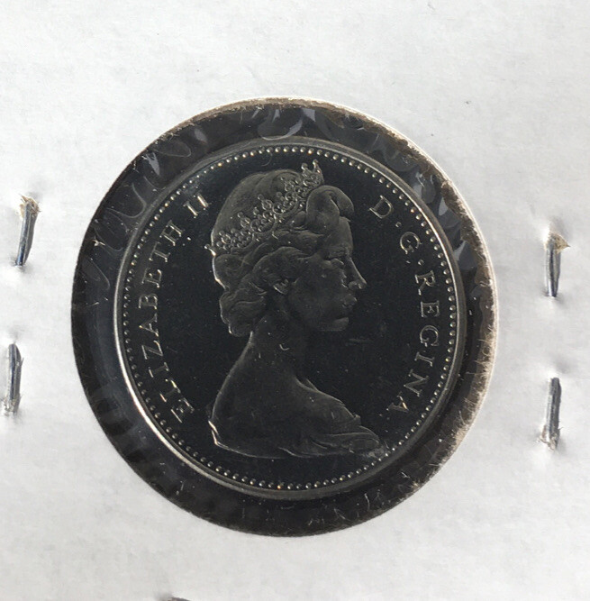 Canada 5c Nickel 1965 ERROR Reverse Struck Through Wire