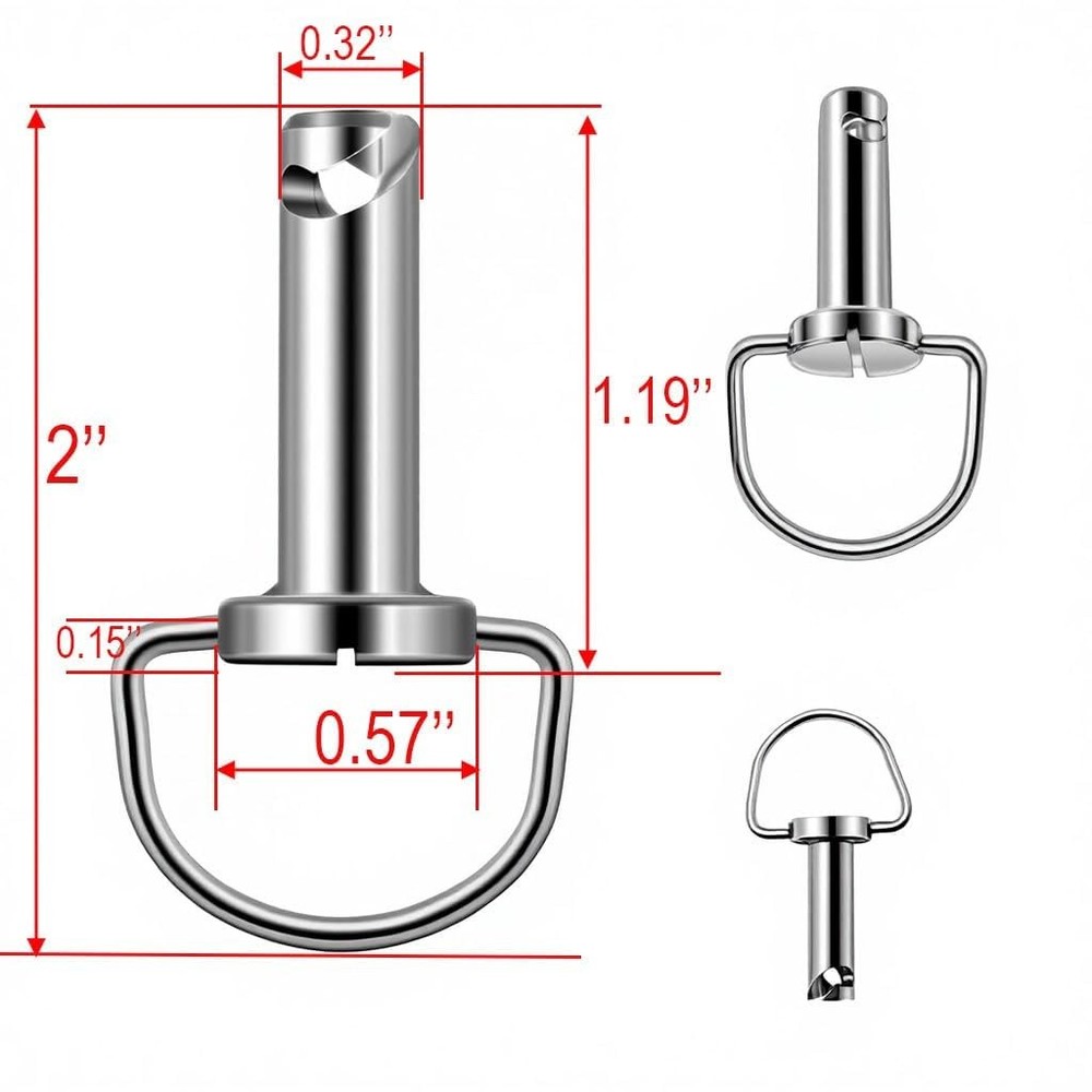 XYZMT 4 Pack Quick Release Hard Saddlebag Mounting Pins 1.19", silver