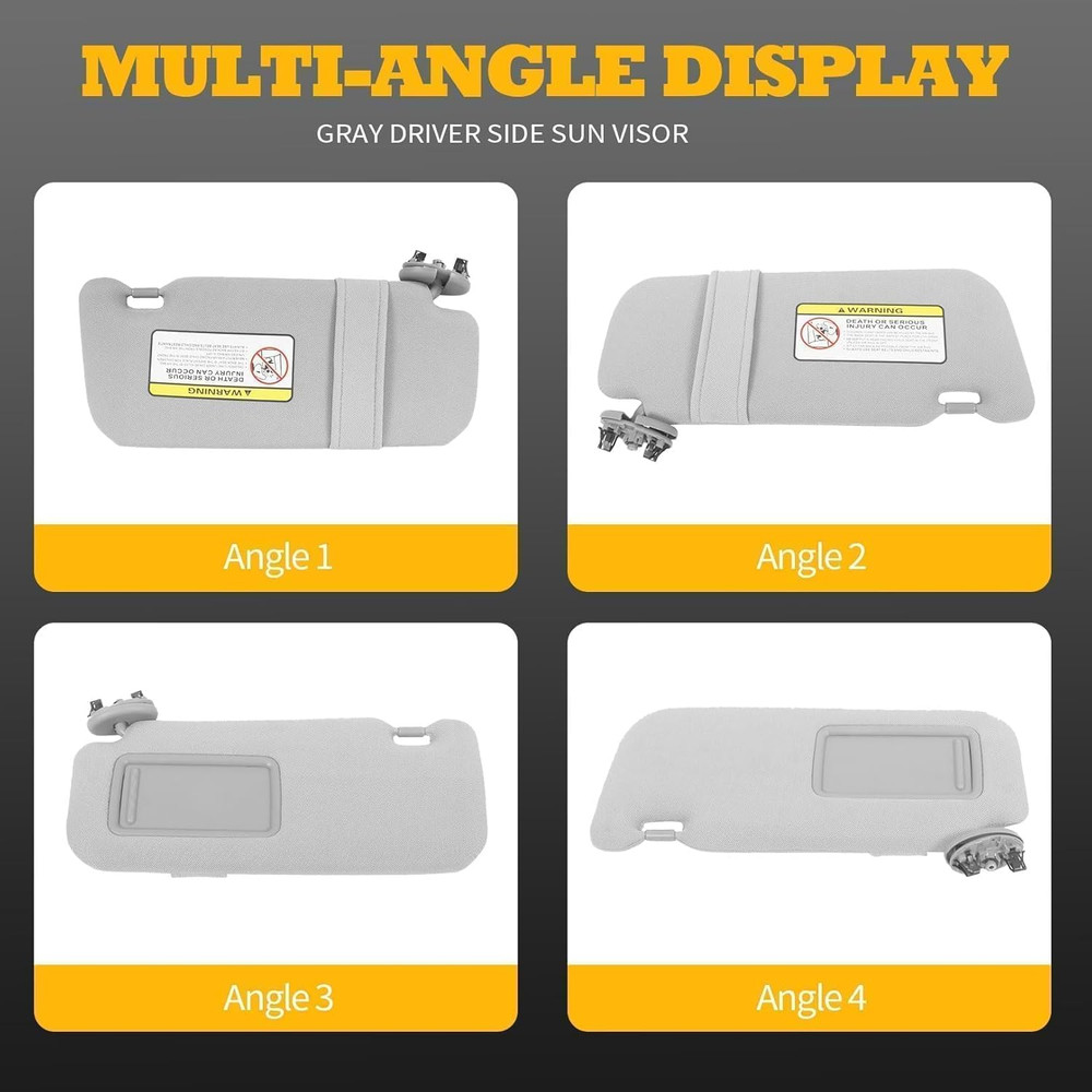 Gray Sun Visor Left Driver with Corolla 2009 - 2013 W/Mirror Front Left Side Sun