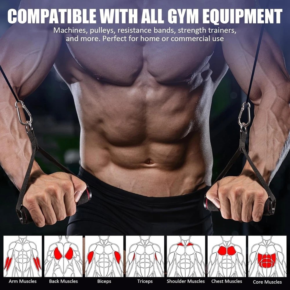 2 Pack Exercise Handles, Gym Handle Equipment for Cable Machine Attachments