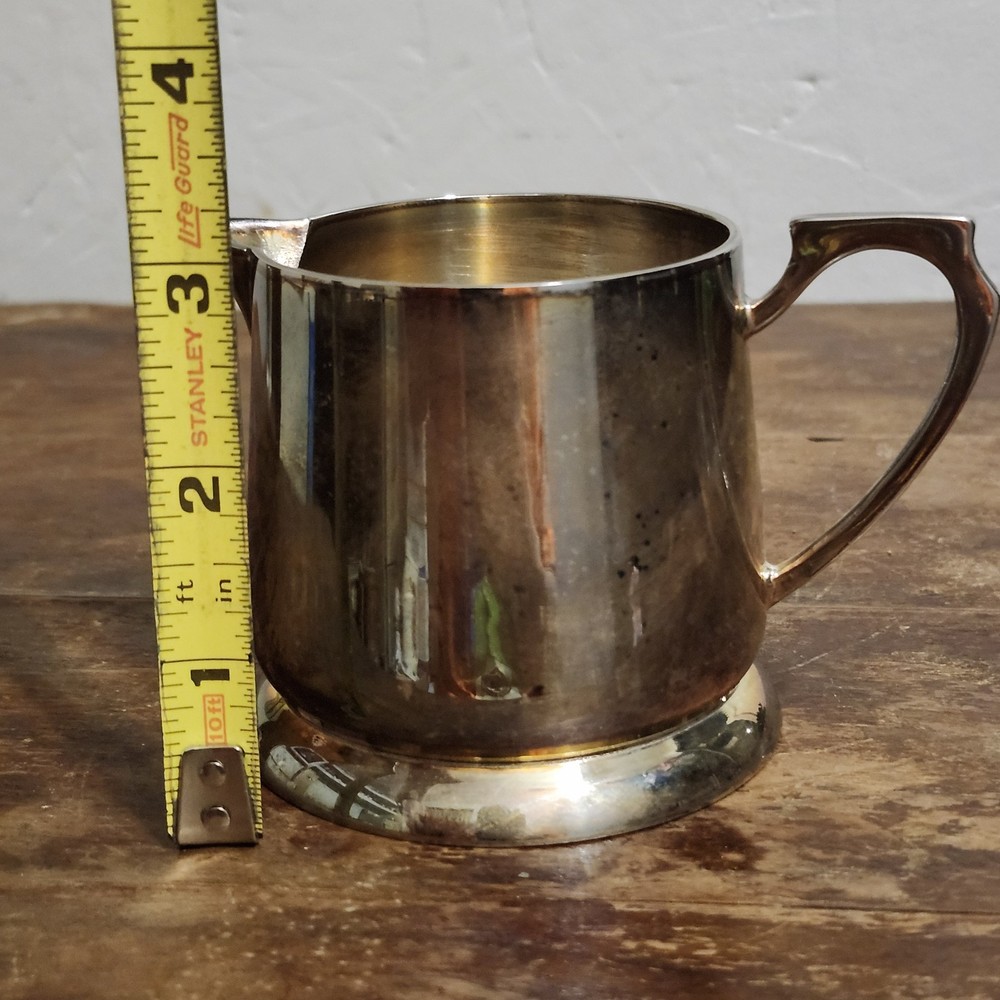 Vintage Silverplate Unbranded Short Squatty Pitcher Creamer 3"