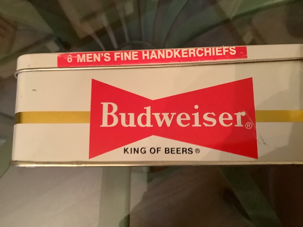 Vintage Anheuser-Bush Budweiser empty handkerchief tin