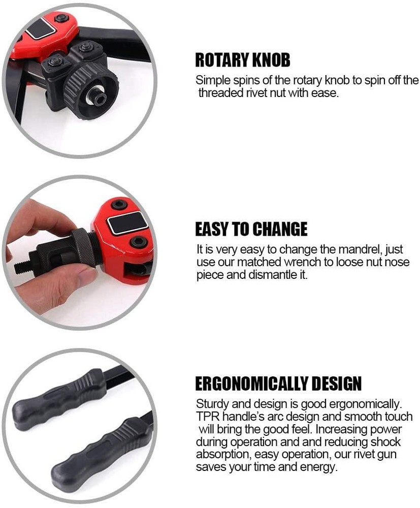 Premium Automatic Rivet Tool Set Riveter Gun with 960 Rivet Nuts Blind Rivet Gun